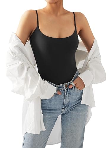 SUUKSESS Women Sexy Square Neck Thong Bodysuit Backless Cami Bodysuit Top thumbnail 5