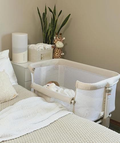 Fodoss Baby Bassinets Bedside Sleeper - All Mesh Bedside Bassinet with Wheels, 7 Height Adjustable Baby Bassinet for Infants, Beige thumbnail 7