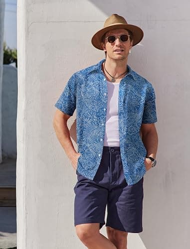 COOFANDY Mens Hawaiian Shirts Short Sleeve Button Down Aloha Shirt Casual Beach Clothes thumbnail 7