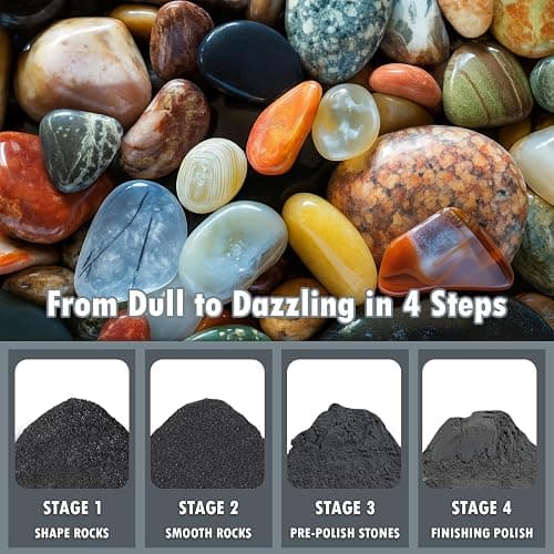 WAN2TLK Rock Tumbler Grit and Polish Refill Kit 2kg - for Any Brand of Rock Polish- 4 Basic Step Tumbling Media (Coarse/Medium Grit/Pre-Polished/Final Polished) thumbnail 6