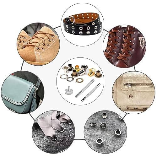 YHNTGB 600Pcs 3/16inch Metal Eyelets Grommets Kit with 3 Pieces Installation Tool and Storage Box for Shoes Clothes Crafts Bag DIY Project 4 Colors thumbnail 2