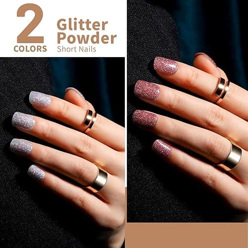 Teenitor Short Press On Nails, 576Pcs Short Square Press On Nails Kit with Matte, Glossy, Glitter, and French Designs, Fake Nails with Glue on Nails Short, Press on Nails Short - b-Matte,glitter,glossy square press on nails thumbnail 3