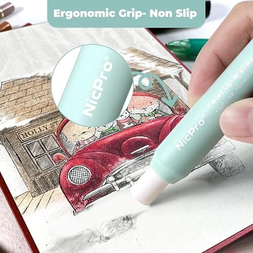 Nicpro 6 Pack Rotary Retractable Erasers, Soft TPE Rubber Twist Eraser | Large Pencil Erasers in Cute Macaron Colors, Clean-Erasing Eraser for Kids & Students, School Office Supplies Stationary Set thumbnail 4