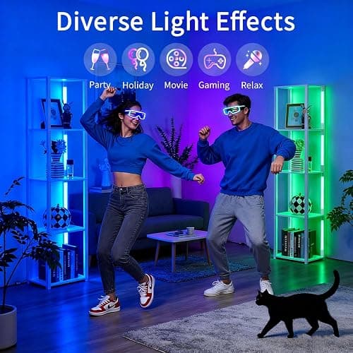 MITELSON RGBCW Floor Lamp with Shelves, Smart Modern Floor Lamp with Music Sync, LED Color Changing Corner Display Shelf Lamp, Tall Lamps for Living Room and Bedroom, Bookshelf Lamp thumbnail 8
