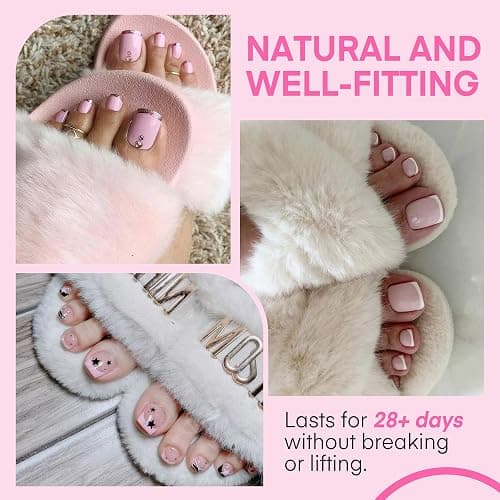 UNA GELLA Square Toe Nail Tips 216Pcs 15Sizes Full Cover Long Wider Toe Nail Tips Soft Gel Pre-etched Double Matte Fake Toe Nails Press Ons For Big Toe Nail Extensions Home DIY Nail Salon Soak Off thumbnail 2