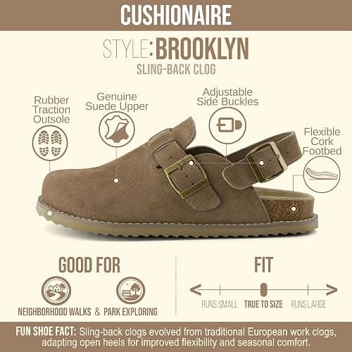 CUSHIONAIRE Brooklyn Genuine Suede Slingback Clogs for Women with Buckle | Casual Shoes thumbnail 4