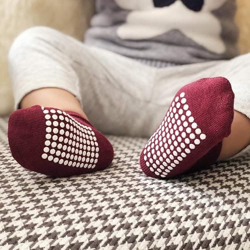 JAKIDAR 12 Pair Baby Toddler Socks Non-Slip Grip Cotton Ankle Socks for Boys Girls Non Skid Soles for Infants Kids thumbnail 2