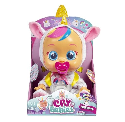 Cry Babies Dreamy the Unicorn 12” Baby Doll | Shimmery Removable Rainbow Pajamas For Girls and Kids 18 Months and Up , Pink thumbnail 8