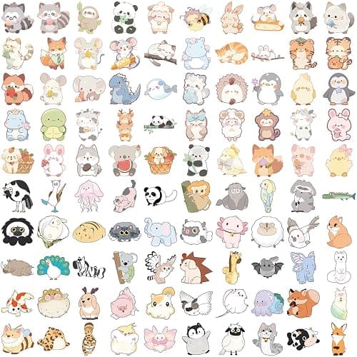100PCS Animal Stickers, Water Bottle Stickers for Kid Classroom, Cute Animal Reward Sticker Water Bottle Scrapbook Laptops Phone Sticker for Boys Girls thumbnail 3