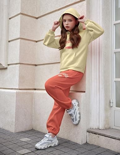 Arshinet Girls 2 Piece Outfits Hoodie Sweatsuit Sets Oversized Sweatshirt and Baggy Fall Fashion Sweatpant with Pockets thumbnail 4
