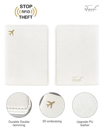 toTravelGear PU Leather Passport Holder Covers Case, Waterproof Rfid Blocking Travel Wallet Passport Holder(Cream) thumbnail 4