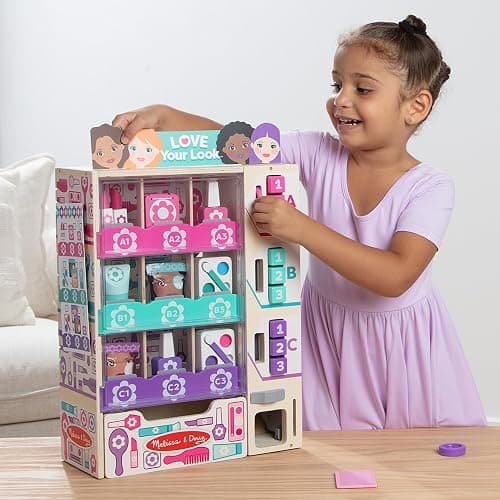 Melissa & Doug Sort, Stock, Select Beauty Kiosk Vending Machine Play Set, Pretend Makeup Wooden Toy For Boys and For Girls 3+- FSC Certified thumbnail 7