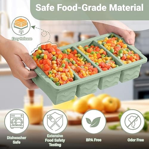 Silicone Freezer Molds for Soup with Lid, 1-Cup & 2-Cup Large Ice Cube Trays Food Storage Containers for Meal Prep, Freeze 250mL/125mL Portions – 2 Pack thumbnail 4