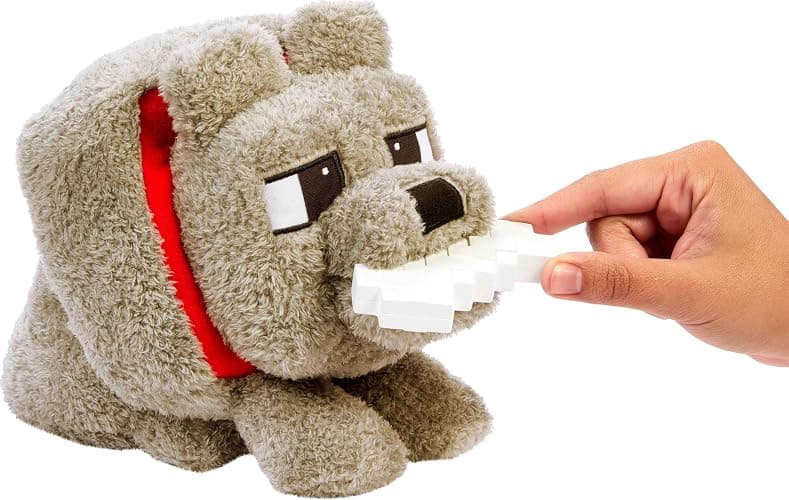 Mattel Minecraft Dennis The Wolf Plush Toy with Feeding Action & Sound, Food Mode Stuffed Animal Inspired by A Minecraft Movie thumbnail 3