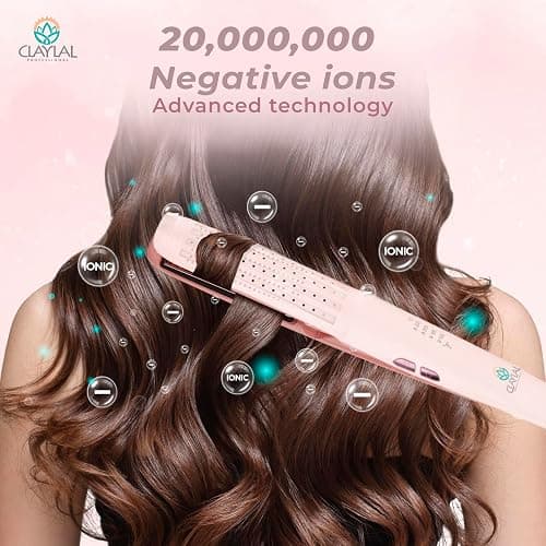 Hair Straightener and Curler 2 in 1 – Claylal Professional Flat Iron Styler with Negative Ions, 430°F Heat, 360° Airflow | Straighten & Curl Hair thumbnail 4
