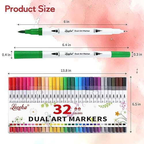 Leceha Dual Tip Art Markers Pens for Kids Adult Coloring Books Artist Fine and Brush Tip Colored Pens Water-color Pens for Journaling Note Taking Writing Planning Art Project thumbnail 2