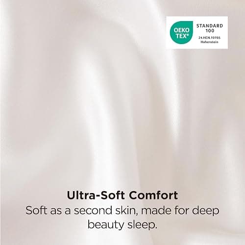 Bedsure Satin Pillowcase 2 Pack Similar to Silk Pillow Cases Standard Size, Pillow Case for Sleeping Women with Envelope Closure, Gifts for Women Men, Ivory, 20x26 Inches, 2pcs thumbnail 6