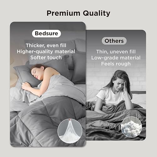 Bedsure Queen Comforter Set - 7 Pieces Reversible Grey Bedding, GentleSoft™ Queen Size Bed Set Gift for Family, Bed in a Bag with Warm Down Alternative Comforter, Sheets, Pillowcases & Shams thumbnail 2