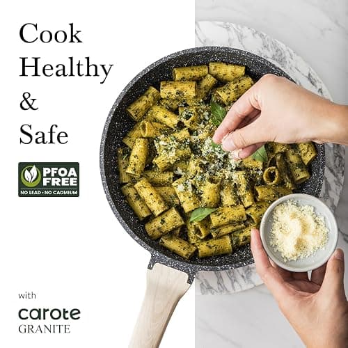 CAROTE 44pcs Pots and Pan Set Nonstick, Cookware Sets, Cooking Set Non Stick, Induction Cook Ware with Bakeware Set, Kitchen Knife Set thumbnail 3