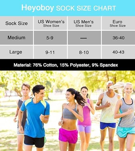 Heyoboy Womens Ankle Anti-blister Cushioned Athletic Running Socks 5 Pairs thumbnail 7