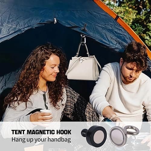 ECOSHIRE Magnetic Hooks for Canopy, Magnet Clip Hanger with Carabiner for Camping, Heavy Duty Earth Magnets, Cruise Hanging, Multifunctional Tent Canopy, Suitable Tents Swivel Snap thumbnail 7