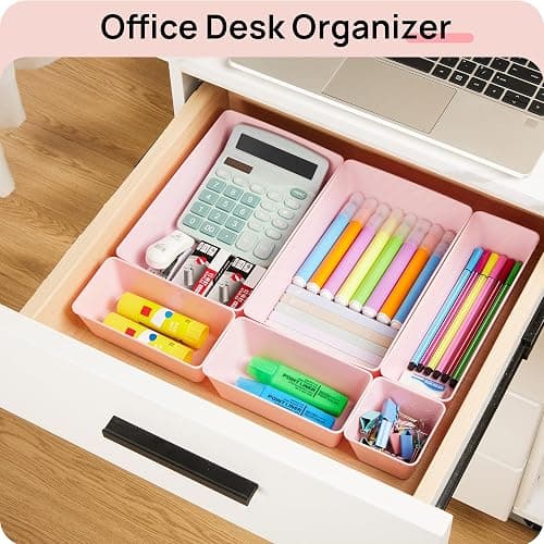Vtopmart 25 PCS Plastic Drawer Organizers Set, 4-Size Versatile Bathroom and Vanity Drawer Organizer Trays, Storage Bins for Makeup, Bedroom, Kitchen Gadgets Utensils and Office thumbnail 6
