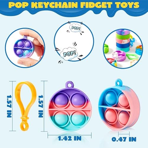 JOYIN Round Pop Fidget Keychain 30 Pack Pop Fidget Toys Bulk Party Favors for Kids 4-8,8-12 Years, Birthday Goodie Bags Stuffers Back to School Gifts for Students Classroom Prizes Sensory Toys thumbnail 3