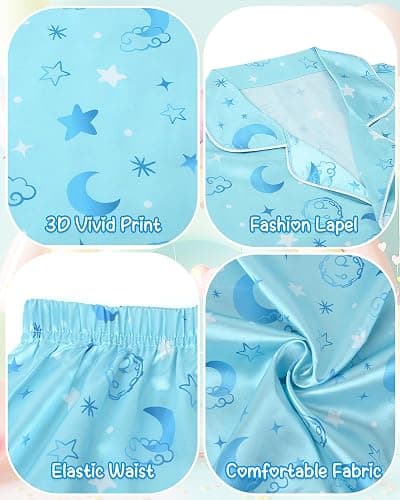 Sylfairy Girls Pajamas Silk PJS Set Pink Bow Satin Sleepwear Short Sleeve Jammies for Kids Button-Down Nightwear size 7-14 thumbnail 6