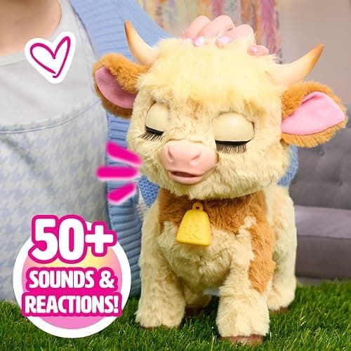 Just Play furReal Maggie The Feed & Follow Cow, 11 Inch Interactive Highland Mini Cow, for Boys and Girls, Ages 4 and up thumbnail 3