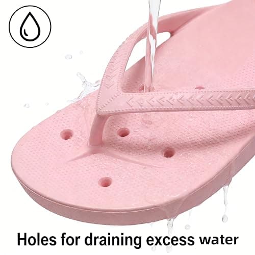 YoveGxlthrea Shower Shoes for Men and Women Arch Support Flip Flops Holes Orthotic Thong Slipper for Beach Pool Bath Gym College Dorm Non-Slip Quickly Dry Sandals thumbnail 3