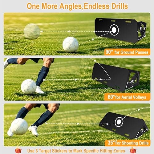 3-Angle Soccer Rebounder Board, Portable Wall for Passing, Shooting | Heavy-Duty HDPE,90°/60°/35°Adjustable Angles,for Backyard & Indoor,Target Stickers & Ground Stake Included,Patent D1121073 thumbnail 2