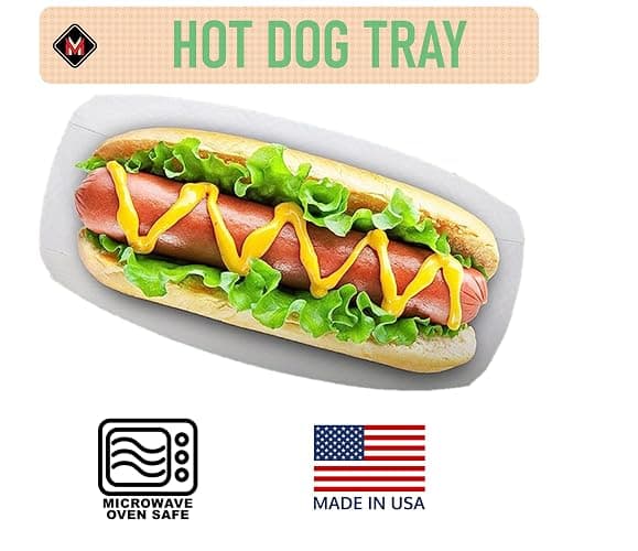 Mr Miracle 7 Inch Paper Hot Dog Tray in Red White Pattern. Pack of 100. Disposable, Recyclable and Fully Biodegradable. Made in USA thumbnail 4