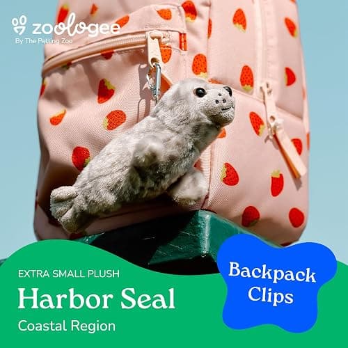 The Petting Zoo Grey Harbor Seal Plush Bag Charms Stuffed Animal, 6 in | Backpack Clips Harbor Seal Sealife Animals by Zoologee. Great Back to School Plush Gifts for Kids thumbnail 3