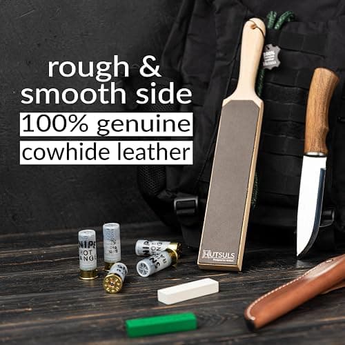 Hutsuls Leather Strop for Knife Sharpening - Top-Tier Double Sided Knife Stropping Kit with White & Green Paddle Strop Compound, Easy to Use Sharpener Leather Knife Strop Kit for Razor Sharp Edges thumbnail 6