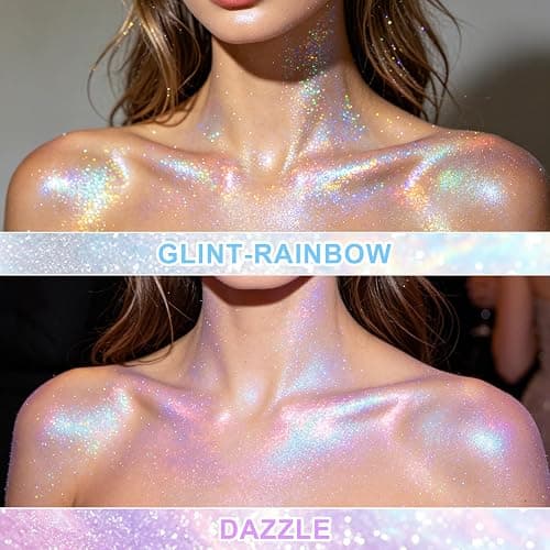 Holographic Body Glitter Spray, Shimmering Sparkle Makeup for Hair Face Clothes, Loose Glitter Highlighter, Festival Rave Party Accessories (Glint-Rainbow & Dazzle) thumbnail 3