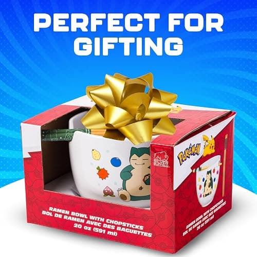 Silver Buffalo Pokemon Snorlax Relaxing and Eating Food Ceramic Ramen Noodle Rice Bowl with Chopsticks, Microwave Safe, 20 Ounces thumbnail 7