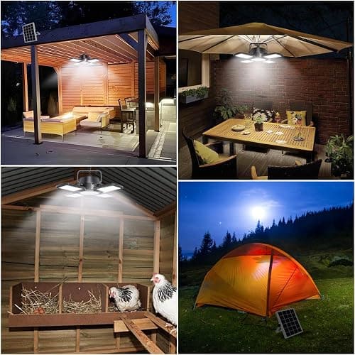 Aqonsie Solar Shed Light Outdoor Indoor, 176LED Solar Powered Motion Sensor Pendant Light Daytime Available, Solar Indoor Lights with 5 Lighting Modes & Remote for Shed Gazebo Barn Garage Home thumbnail 6