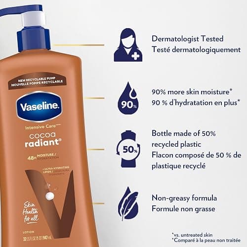 Vaseline Intensive Care™ Cocoa Radiant Body Lotion for dry skin with 48H moisture + ultra hydrating lipids 947 ml thumbnail 5