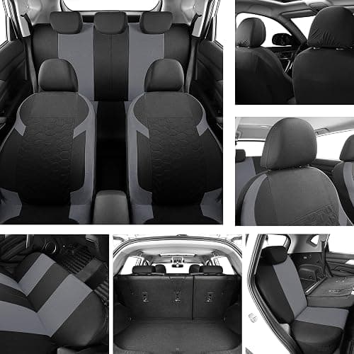 Chifeng Full Set Universal Car Seat Covers for Ford Edge Fiesta Focus Ka+ plus Kuga Mondeo Puma – Front and Rear Split Bench Car Seat Cover - Polyester seat cover (Grey) thumbnail 3