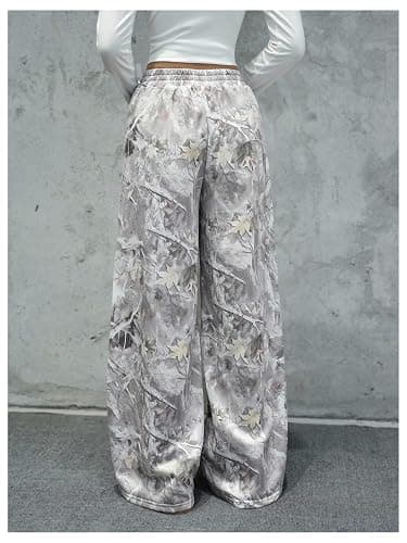 RoseSeek Girl's Camo Graphic Sweatpants Elastic Waisted Wide Leg Pants Athletic Pants thumbnail 4