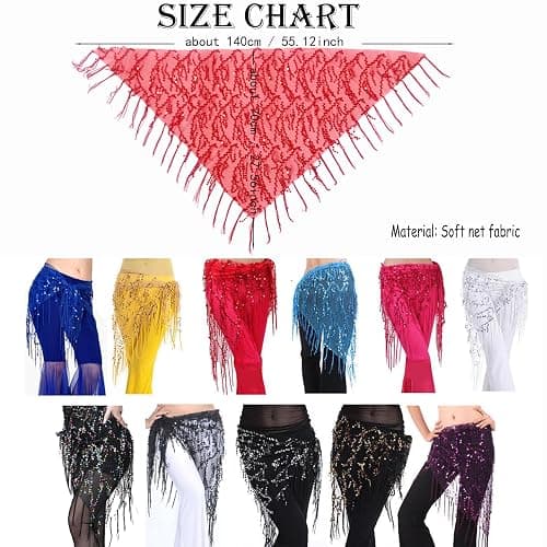 Wuchieal Women's Belly Dancing Belt Colorful Waist Chain Belly Dance Hip Scarf Belt thumbnail 2