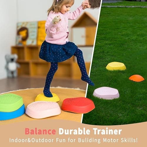 Oranmew Stepping Stones for Kids – Toddler Stepping Stones for Balance and Sensory Play, Non-Slip Indoor and Outdoor Balance Toys for Boys and Girls Age 3+, Stackable 6 Pcs Set thumbnail 3