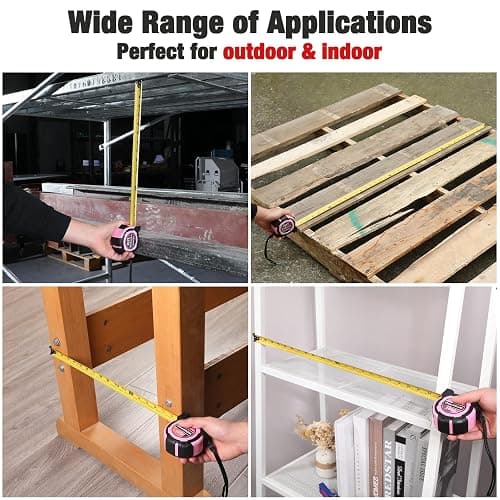 WORKPRO 25FT Pink Tape Measure, 1/8 Fractions Easy Read Measuring Tape, Retractable Nylon Coating Measurement Tape Accuracy 1/32, Magnetic Hook, Belt Clip, Rubber Protective Casing - Pink Ribbon thumbnail 7