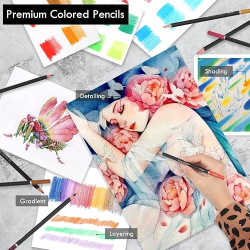 KALOUR 180 Colored Pencil for Artists - Rich Pigment Soft Core - Oil-Based - Ideal for Coloring Drawing Sketching Shading Blending - Vibrant Color（Tin Case） thumbnail 4