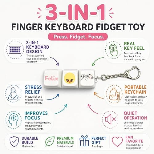 SKZOO 3-in-1 Finger Keyboard Fidget Toy Stress Relief Sensory Toy for Adults Creative Desk Toy for Focus and Relaxation (Yellow) thumbnail 3