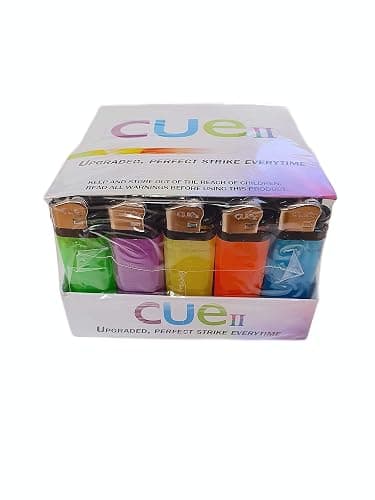 CUE II Classic Lighters, Assorted Colors, Regular Size, Long Lasting, 50-Count Tray thumbnail 4