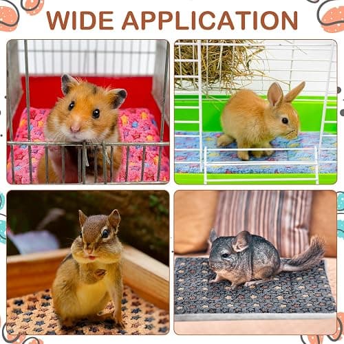 Haull 4 Pcs Waterproof Guinea Pig Bedding Winter Guinea Pig Bed Plush Cage Liners Soft Dog Cat Mat Reversible Winter Cozy Animal Pee Pad Hamster Bed Mat for Bunny(Star,13 x 10 Inch) thumbnail 7