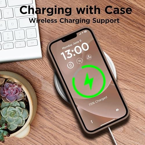 COFFKER for iPhone 13 Phone Case with [2X Screen Protectors], Liquid Silicone Shockproof Protective with Soft Anti-Scratch Microfiber Lining Slim Thin Case for iPhone 13 6.1 inch, Light Brown thumbnail 5