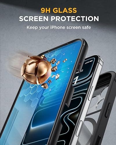 Miracase Magnetic for iPhone 17 Pro max  Case 6.3" [Compatible with MagSafe] Full-Body Phone Case with Built-in Glass Screen Protector & Camera Control,Drop Proof iPhone 17 Pro Cover, Black thumbnail 4