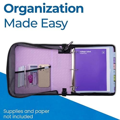 Case-it Universal Zipper Binder | 2-Inch O-Rings, 13-Inch Laptop/Tablet Padded Pocket, 400 Sheet Capacity, Multiple Storage Pockets & Shoulder Strap | School & Office Organizer | LT-007 Lavender - Image 1